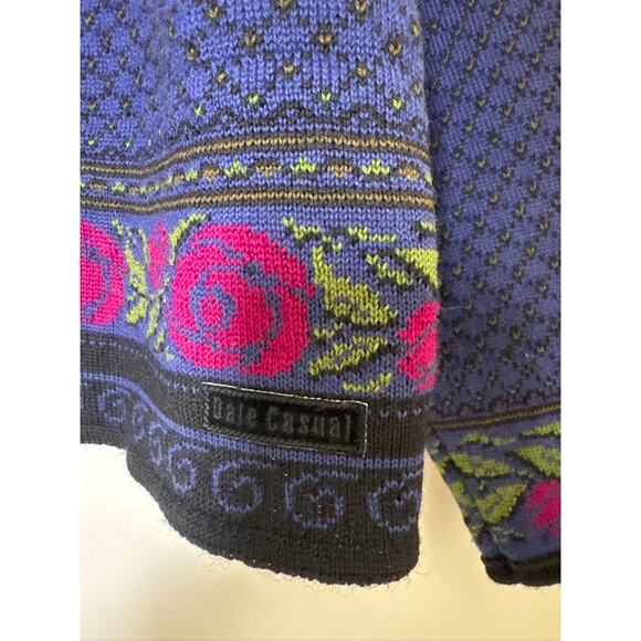 Dale of Norway Casual Dale Rose Floral Knit Cardigan Sweater - Medium - Picture 2 of 9
